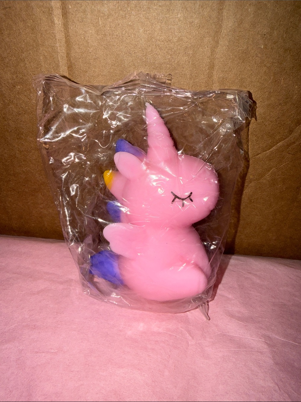 🩷 $3 Bundle Pink Unicorn Squishy Toy with Purple & Gold Mane - Picture 2 of 6